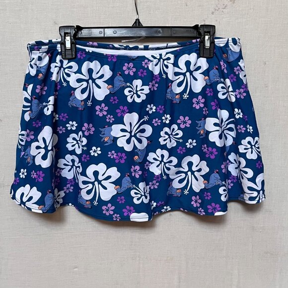 Disney Eeyore Womens Hawaiian Floral‎ Swim Skirt Size 10 Blue White Purple - Picture 4 of 6